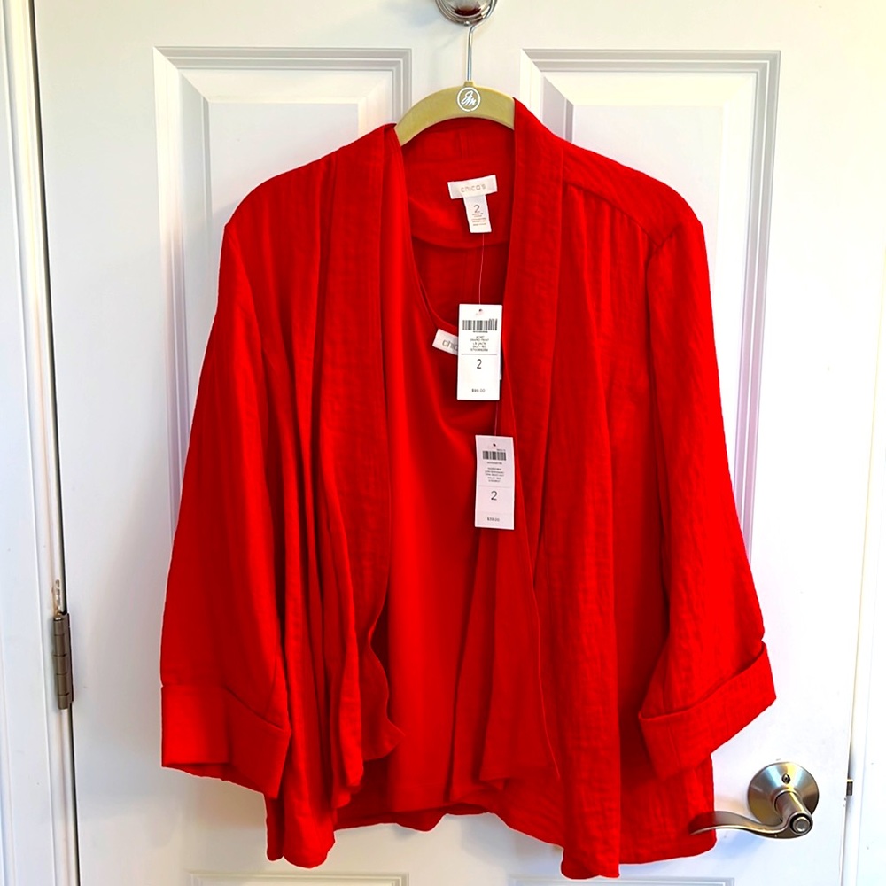 Chico’s  size 2 red jacket and sleeveless microfiber tank